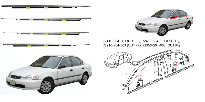 ÇITA CAM SIYIRICI FİTİL ÖN SOL DIŞ HONDA CIVIC 96-01 72450-S04-003